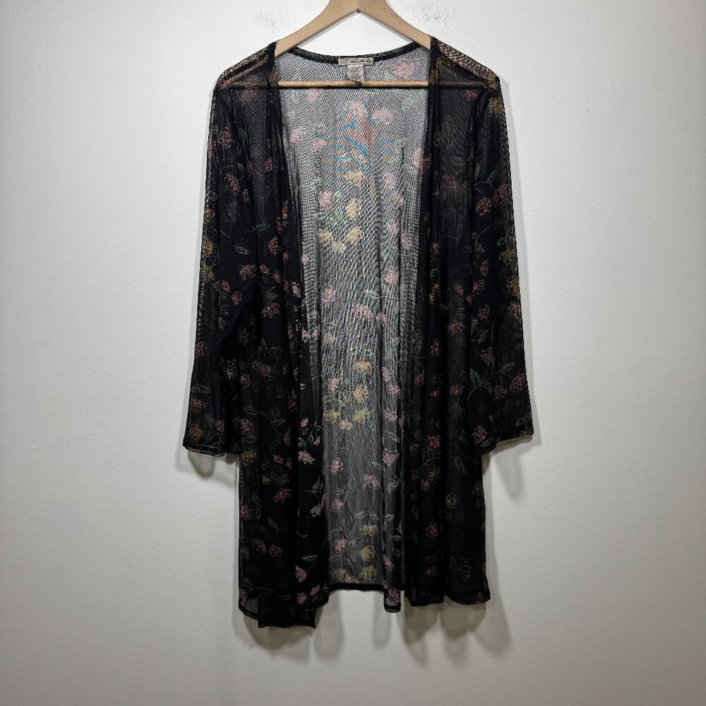 Ultra Teeze Sheer Floral Long Duster Cardigan Women's 2x Fairy Whimsigoth